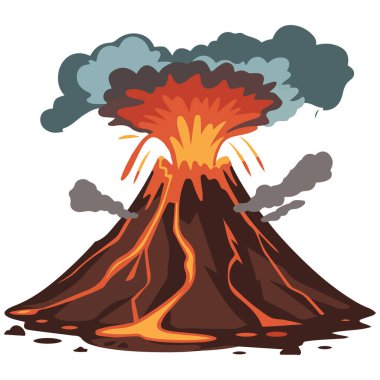 Sigara içilen volkan felaketi beyaz arka planda izole edilmiş vektör çizimi