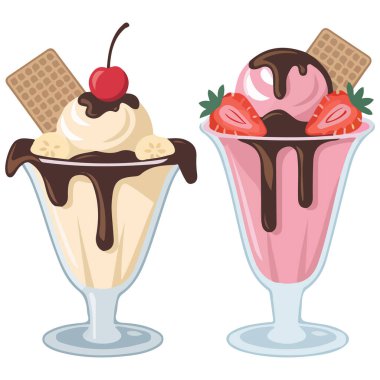 Dondurmalar beyaz arkaplanda izole edilmiş tatlı vektör çizelgesi oluşturur