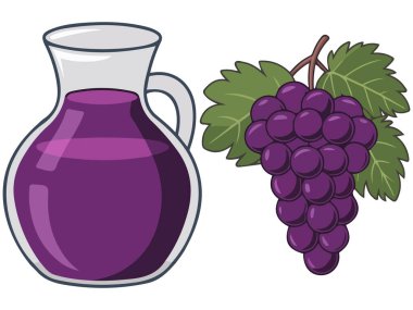 Sağlıklı üzüm suyu beyaz arkaplanda izole edilmiş vektör çizimi