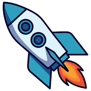 Beyaz arkaplanda izole edilmiş roket uzayı taşıma emojisi