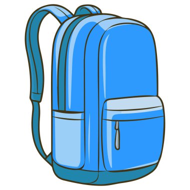 Tekstil okulu sırt çantası beyaz arka planda izole edilmiş vektör çizimi