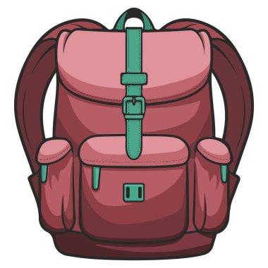 Okul çantası çanta çanta vektör ikonu tasarımı beyaz arkaplan üzerinde izole