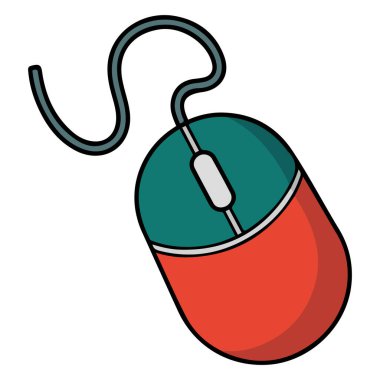 Beyaz arkaplanda izole edilmiş PC fare vektör klibi resim çizimi