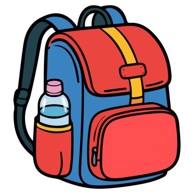 Okul spor çantasının karalama stili fermuarlı cepler beyaz arka planda izole edilmiş vektör çizimi