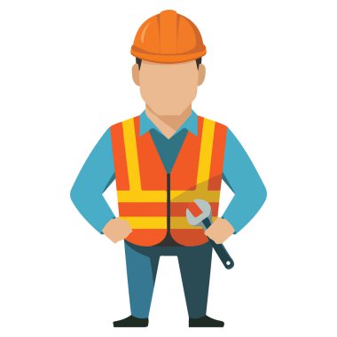 İnşaat işçisi mesleği düz ikon vektör çizimi beyaz arkaplanda izole edildi