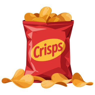 Patates cipsi, beyaz arkaplanda izole edilmiş vektör karikatür çizimi