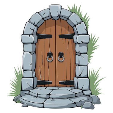 Kaya girişi kemer kapağı açık çizgi film vektör çizimi beyaz arkaplanda izole edildi