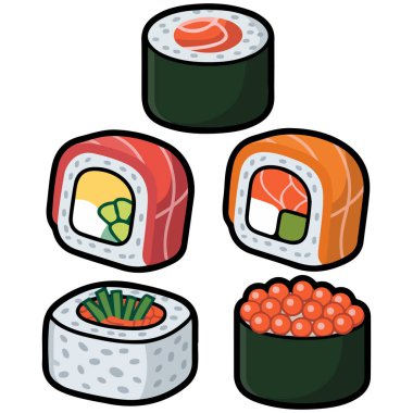 Japon suşi ikonu vektör izole edilmiş görüntü beyaz arkaplan