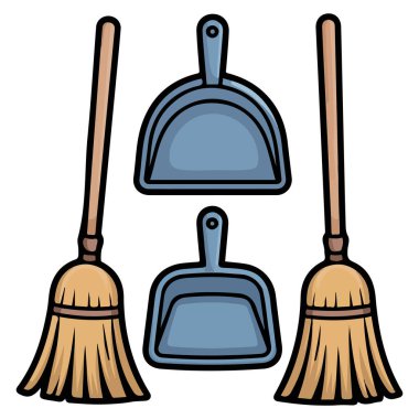 Doğal süpürge ve farklı faraş vektör karikatürü kümesi