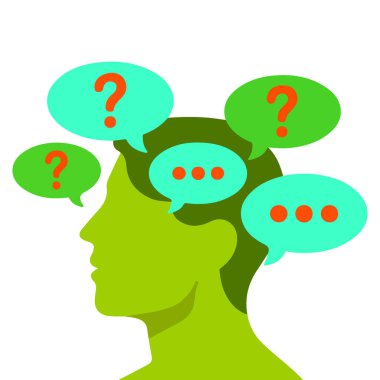 Endişeli insan kafası endişe dolu vektör taslağı çizimi