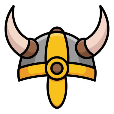 Viking savaşçı miğferi beyaz arka planda karikatür biçimi izole edilmiş vektör çizimi