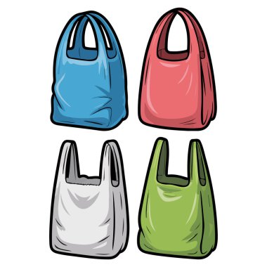 Atılmış plastik alışveriş torbaları beyaz arka planda çevre kirliliği sorunlu vektör çizimi