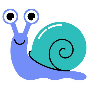 Beyaz arkaplanda kabuk izole vektör resimleme ile salyangoz