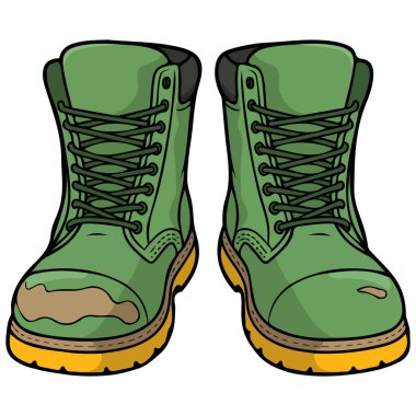 Temiz ve kirli çizmeler beyaz arkaplandaki izole vektör çizimlerini karşılaştırır