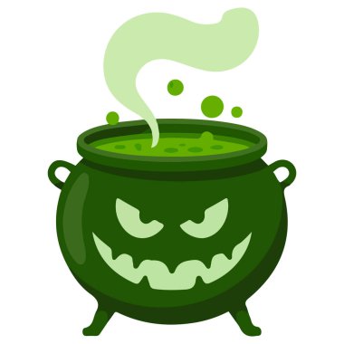 Cadılar Bayramı iksiri için cadı kazanı beyaz arka planda tatil vektör çizimi