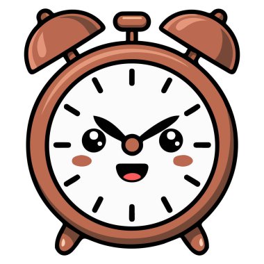 Alarm saatinin sevimli kawaii karakteri mutlu zaman vektörü çizimi gülümsüyor