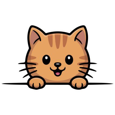 Çizgili turuncu kedi çizgi filmi beyaz arka planda şirin tekir sallanan vektör çizimi