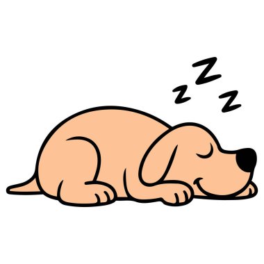 Evcil köpek spaniel uyur beyaz arka planda evcil hayvan arkadaş vektör çizimi