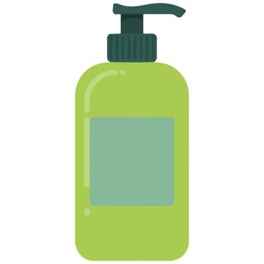 Beyaz arkaplanda etiket vektör illüstrasyonlu yeşil yüz jeli şişesi