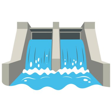 Beyaz arka planda baraj suyu oluşturma vektör illüstrasyonunun düz tasarımı