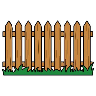 Beyaz zemin üzerinde kırsal bariyer vektör illüstrasyonundan ahşap çit