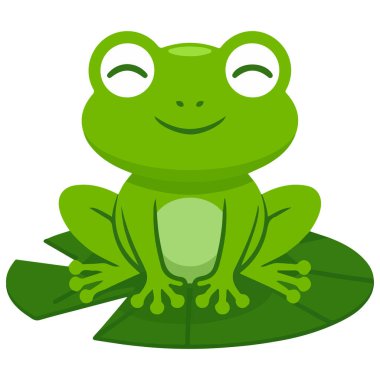 Gülümseyen bir kurbağa beyaz arkaplanda izole edilmiş vektör çizimi