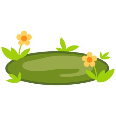Grassy lawn with flowers vector illustration on white background