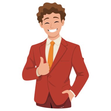 Beyaz arkaplanda izole edilmiş vektör resimlerini gösteren bir iş adamı