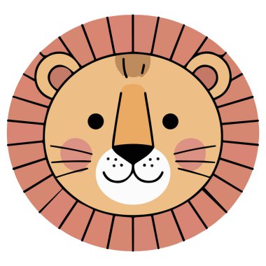 İskandinav tarzı vektör illüstrasyonunda şirin aslan tasviri