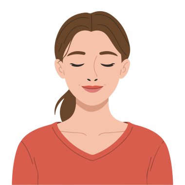 Kırmızı elbiseli kız portresi çizim stili vektör çizimi