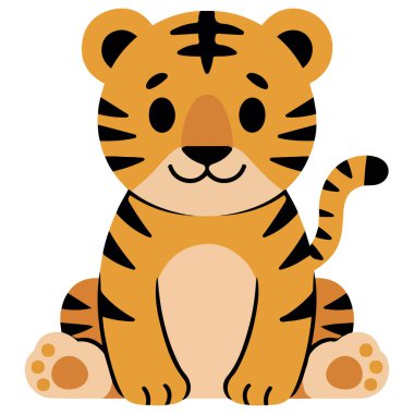 Sevimli karikatür kaplan vektör illüstrasyon beyaz arka plan izole