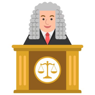 Mahkemenin baş yargıcı ceza vektör illüstrasyonunu ilan etti