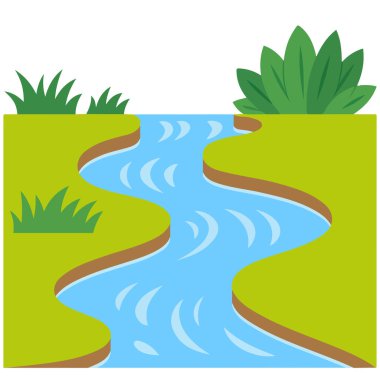 Beyaz zemin üzerinde yüzey suyu akış vektör illüstrasyonunun gövdesi olarak akış