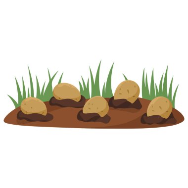 Beyaz arkaplanda patates taşıyıcısı çizimi olan çizgi film bahçesi yatağı