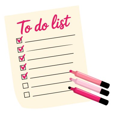 Liste planlama vektörü illüstrasyonu için kontrol işaretli kağıt sayfası