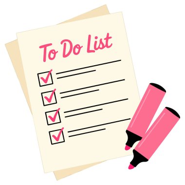 Beyaz arkaplan üzerinde liste vektör illüstrasyonu yapmak için ofis planlama organizasyonu