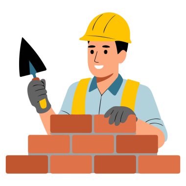 Mason simgesi avatar logotip clipart izole vektör çizimi beyaz arkaplan