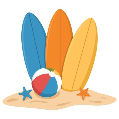 Summer surfboard vector collection in tropical design surfing board clip art element