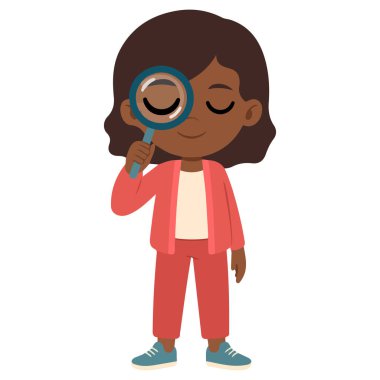 Afrikalı Amerikalı liseli kız neşeli okul konseptine sevimli çizgi film karakteri