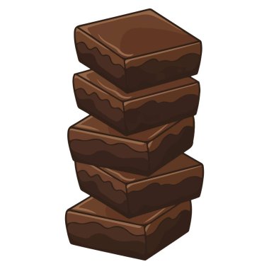 Klasik çikolatalı brownie izometrik parçalar fındık şekerleme vektörü clipart