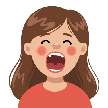 Elleriyle ağzını kapatan esneyen kadın beyaz üzerine izole edilmiş vektör çizimi