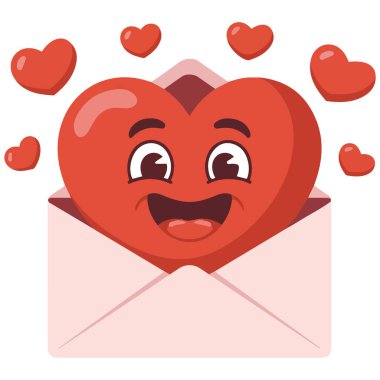 Vektör illüstrasyon kırmızı kalp beyaz arkaplan sevgililer günü kartı çıkıyor