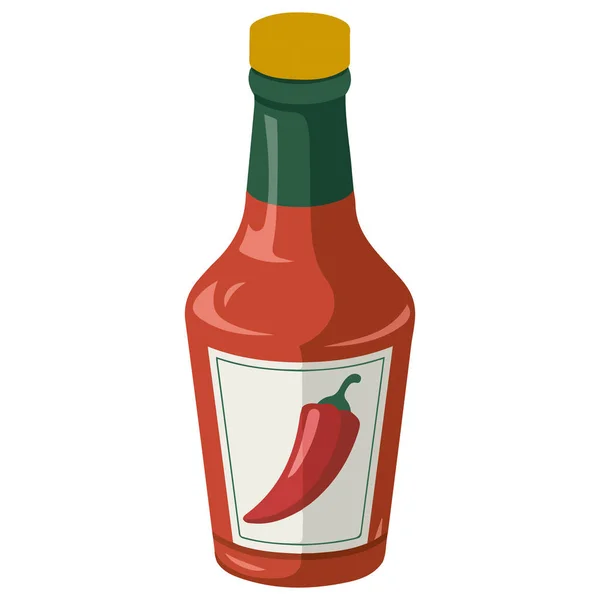 Red hot sauce container isolated vector illustration on white background