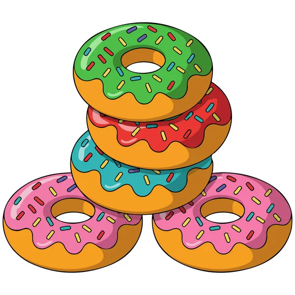 Beyaz arkaplanda izole edilmiş vektör illüstrasyonundaki tatlı çörekler