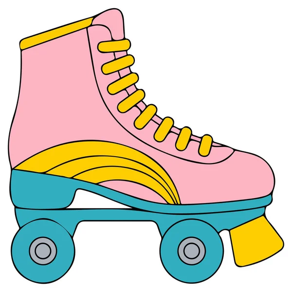 Beyaz arkaplanda izole edilmiş kız stili pembe paten vektör çizimi