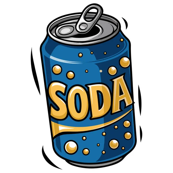 Kırık soda kutusu beyaz arkaplanda mavi renkli karalama stili izole edilmiş vektör çizimi