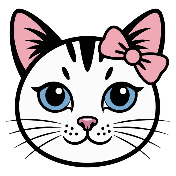 Beyaz arkaplan üzerinde kedi yüz vektör çizimi tatlım.