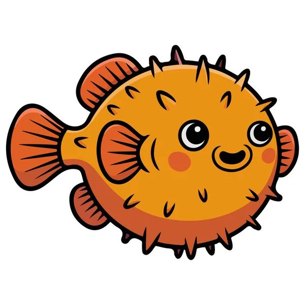 Japon fugu vektör illüstrasyonu etrafında dikenleri olan tatlı kirpi balığı.