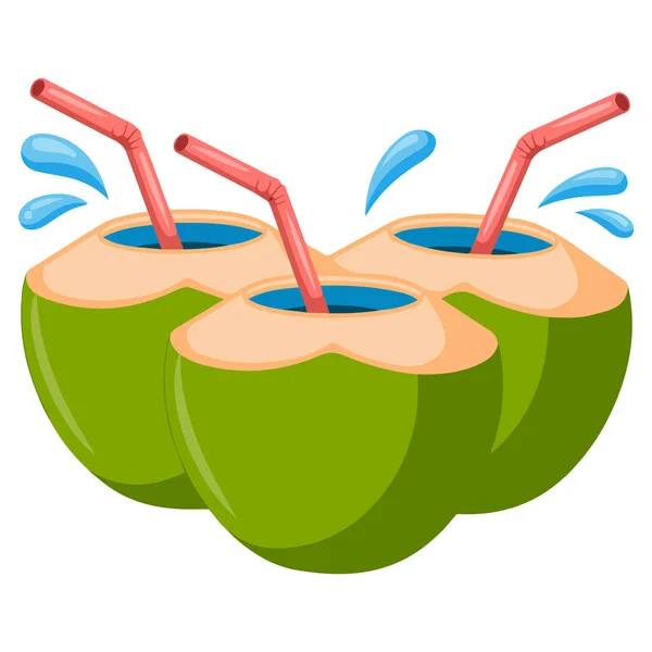 Beyaz arkaplanda hindistan cevizi tropikal içecek vektör tasarımı çizimi