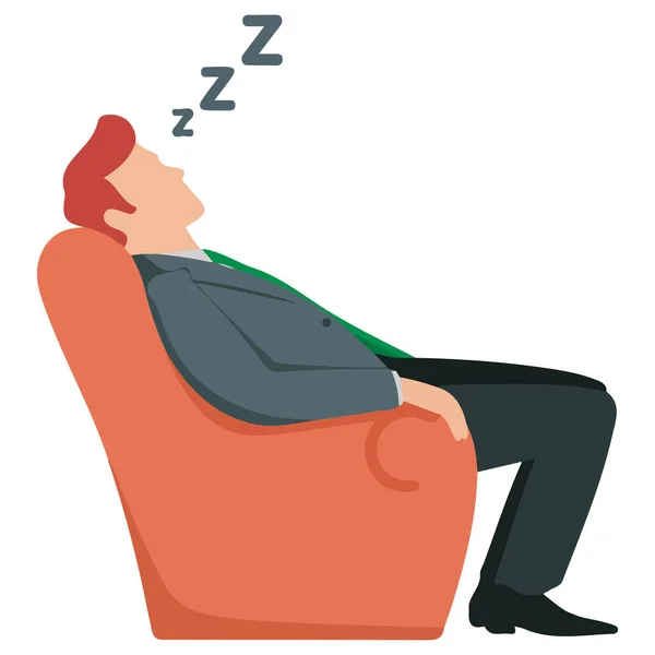 Cartoon character businessman taking nap on sofa vector illustration isolated on white